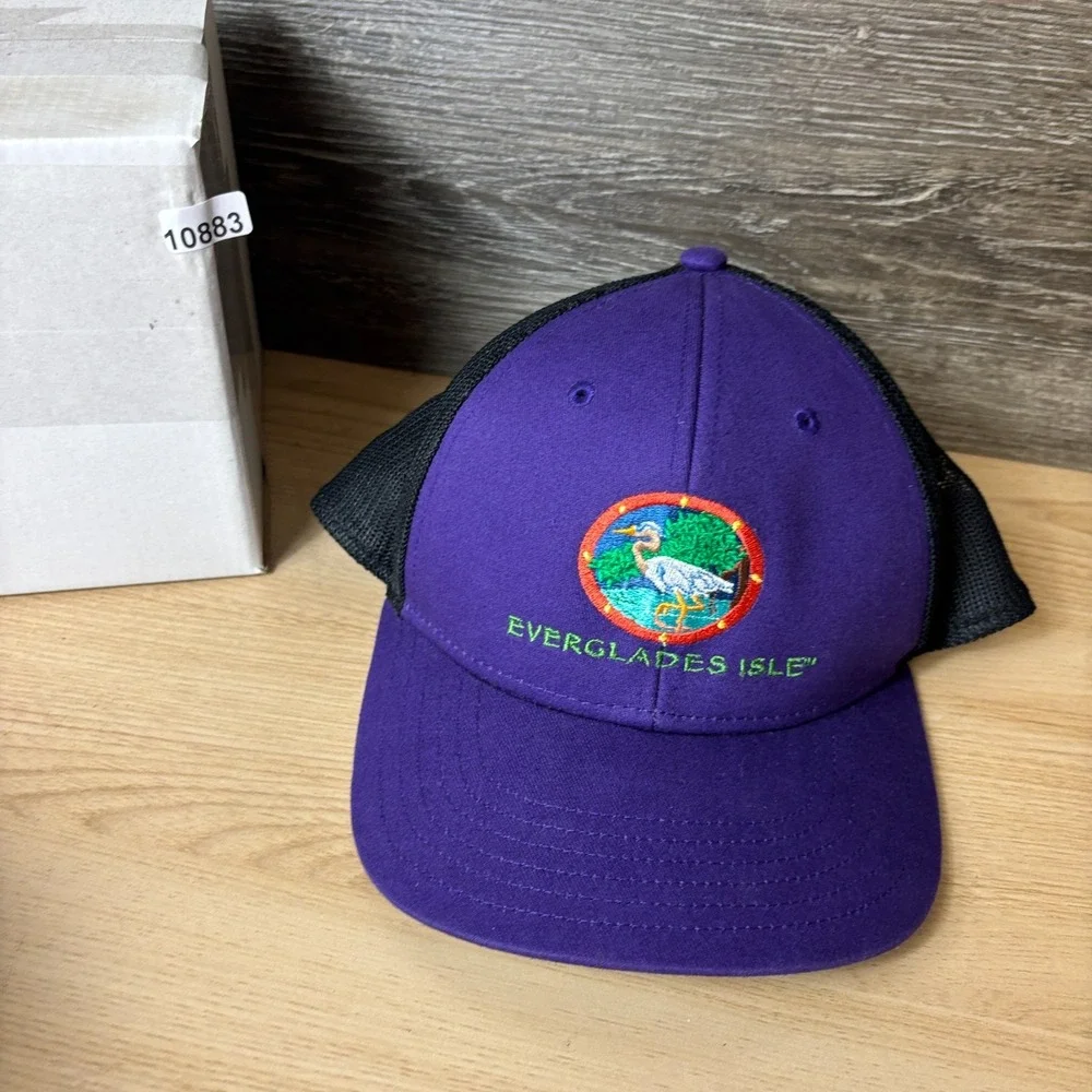Everglades Isle Hat Cap Snap Back Purple Black Adjustable Mens